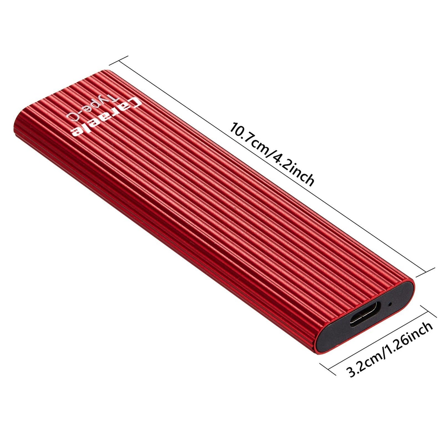 500GB SSD External Portable Storage USB 3.1 Gen-1 USB-C Compatible red