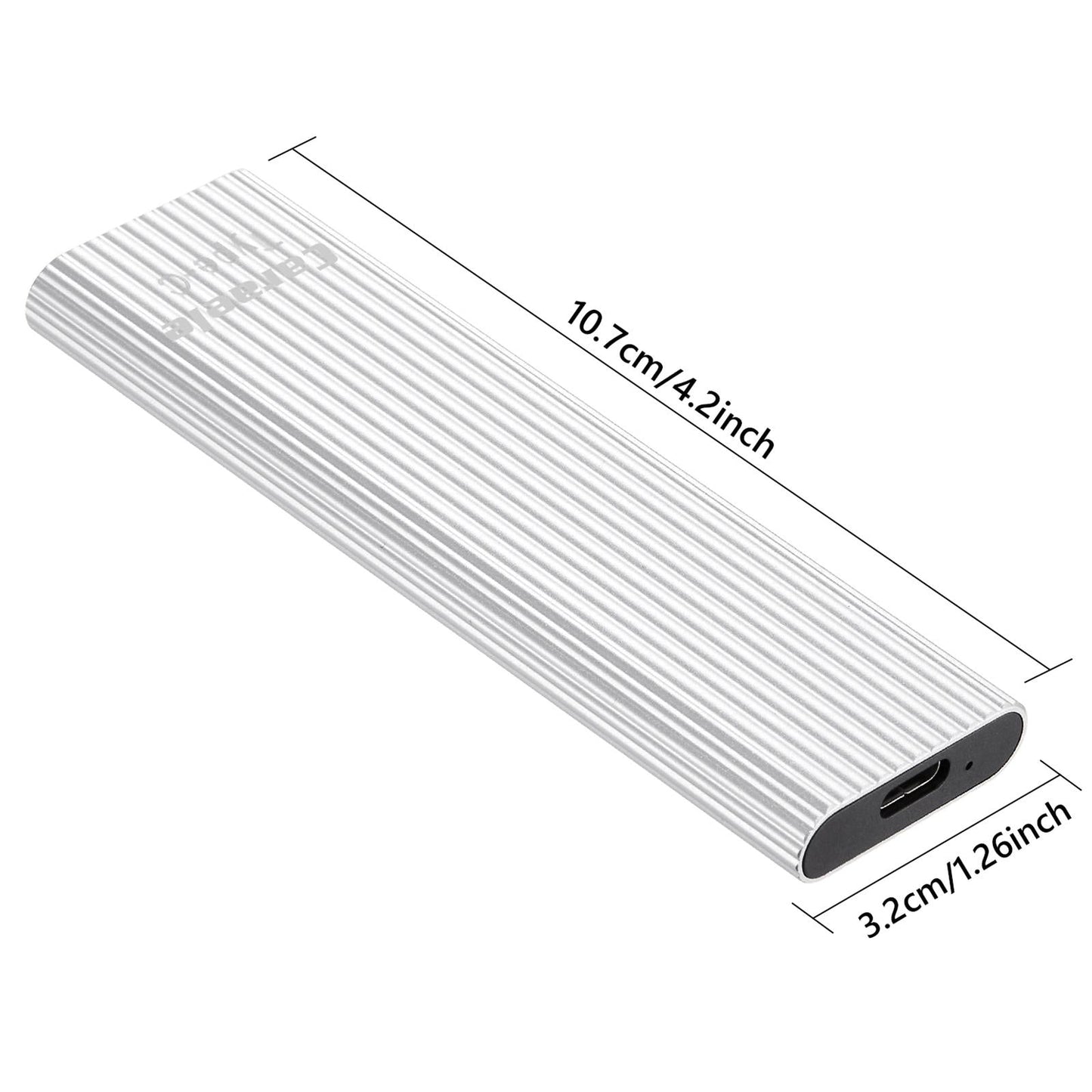 500GB SSD External Portable Storage USB 3.1 Gen-1 USB-C Compatible silver