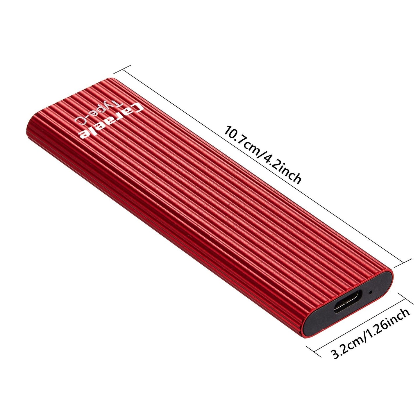 USB 3.0 2TB SSD External Portable USB 3.1 Gen-1 USB-C Compatible red