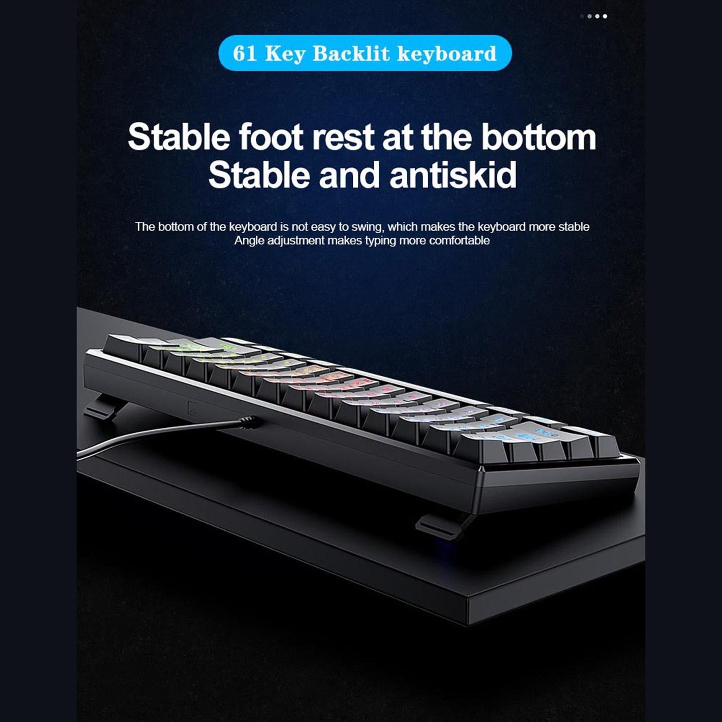 Computer Backlit Keyboard 61 Keys Anti-ghosting for Windows 2000 XP Vista 9 RGB Lights