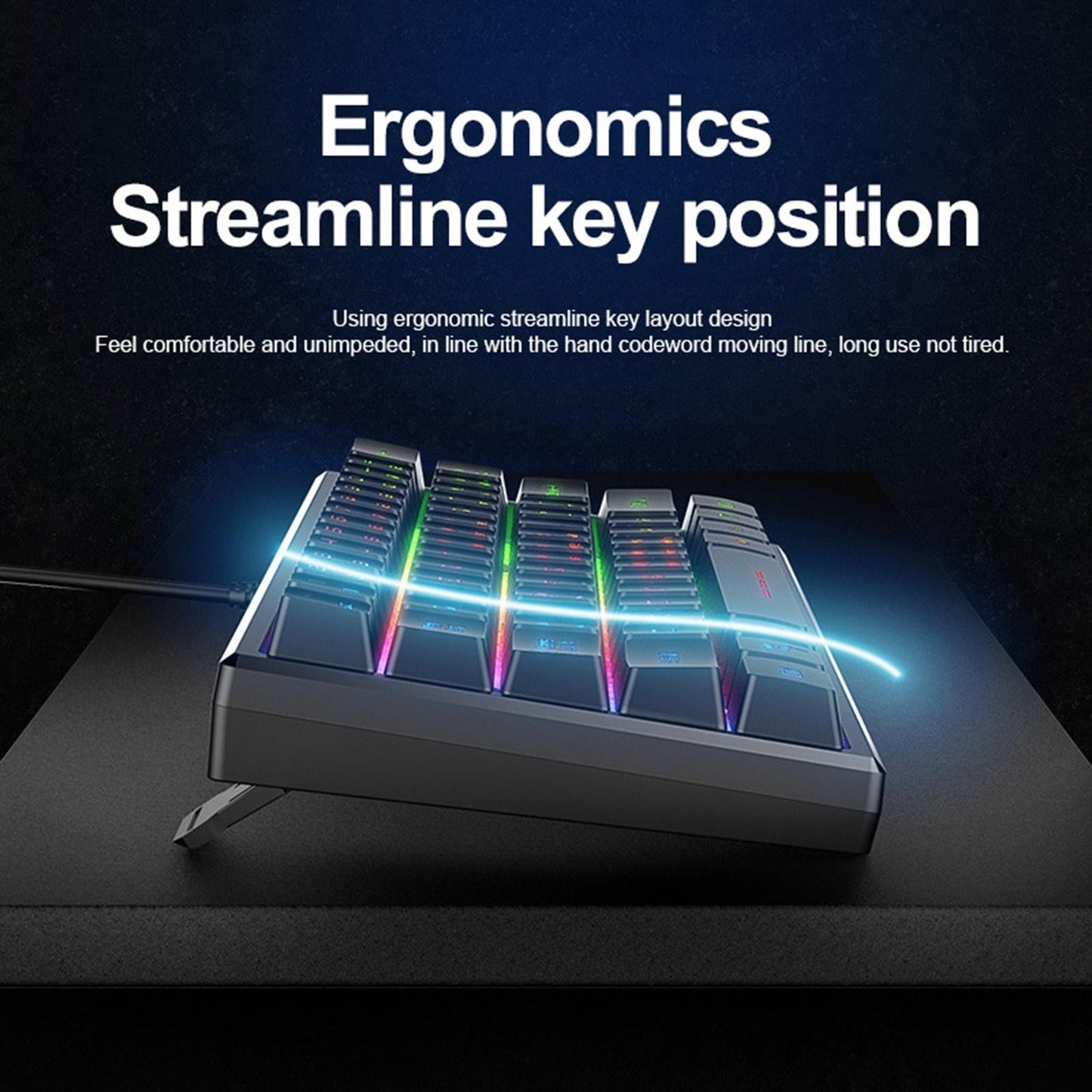 Computer Backlit Keyboard 61 Keys Anti-ghosting for Windows 2000 XP Vista 9 RGB Lights