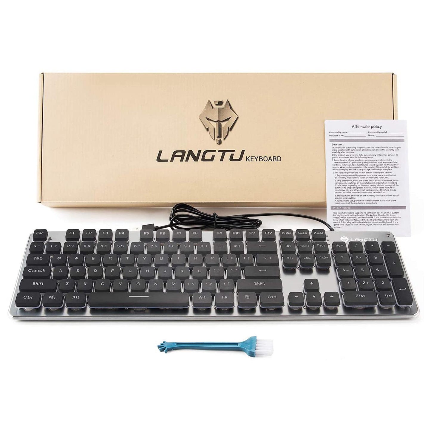 Membrane Gaming Keyboard All-Metal Panel Keyboard Black rainbow light