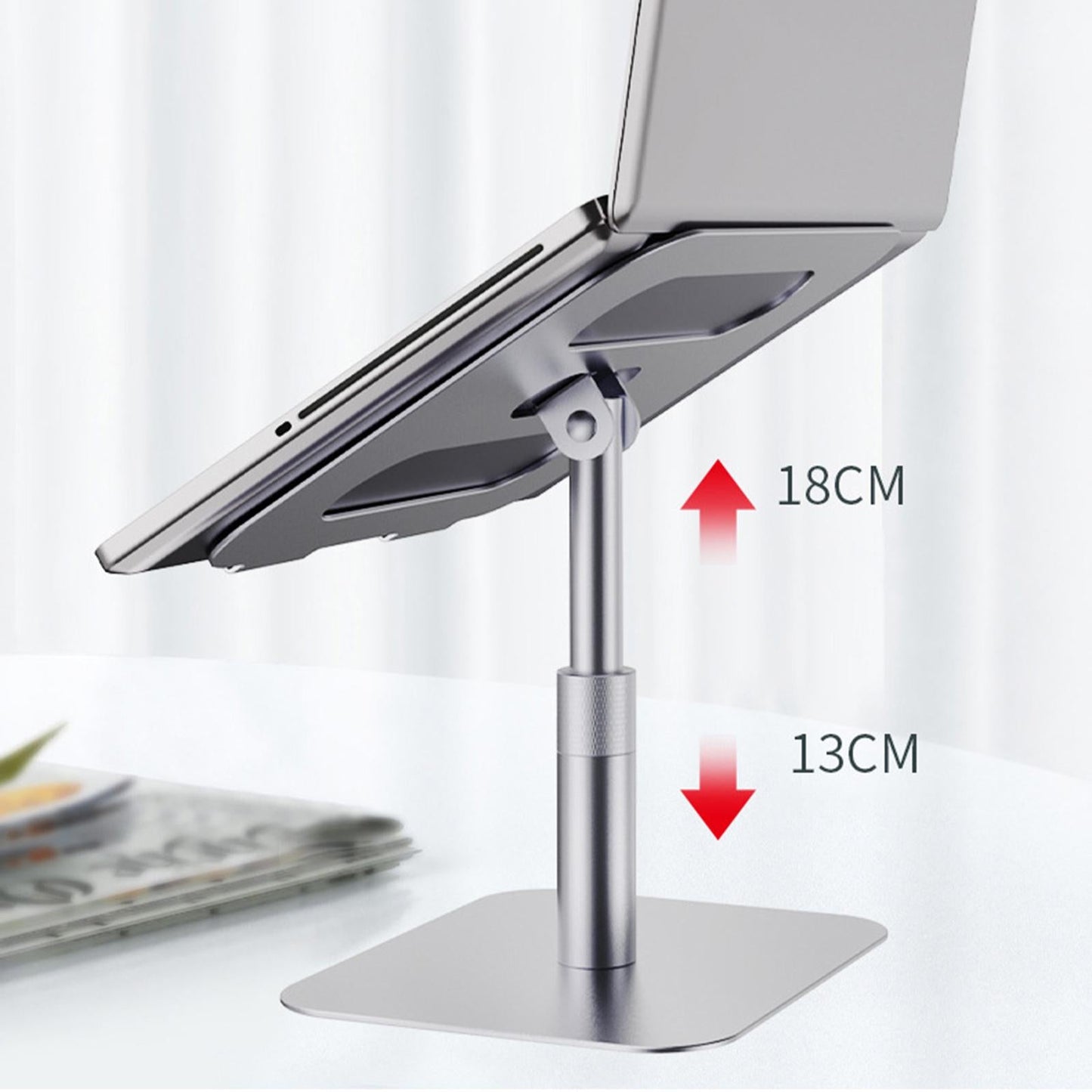 Slide-Proof Desktop Laptop Stand Riser Adjustable Tablet Holder Rack Silver
