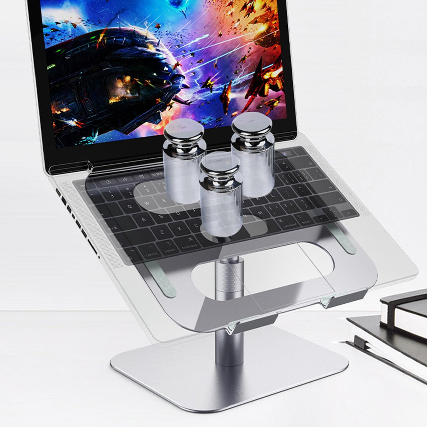 Slide-Proof Desktop Laptop Stand Riser Adjustable Tablet Holder Rack Silver