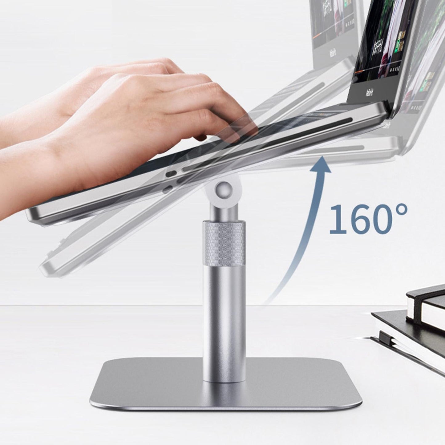 Slide-Proof Desktop Laptop Stand Riser Adjustable Tablet Holder Rack Silver
