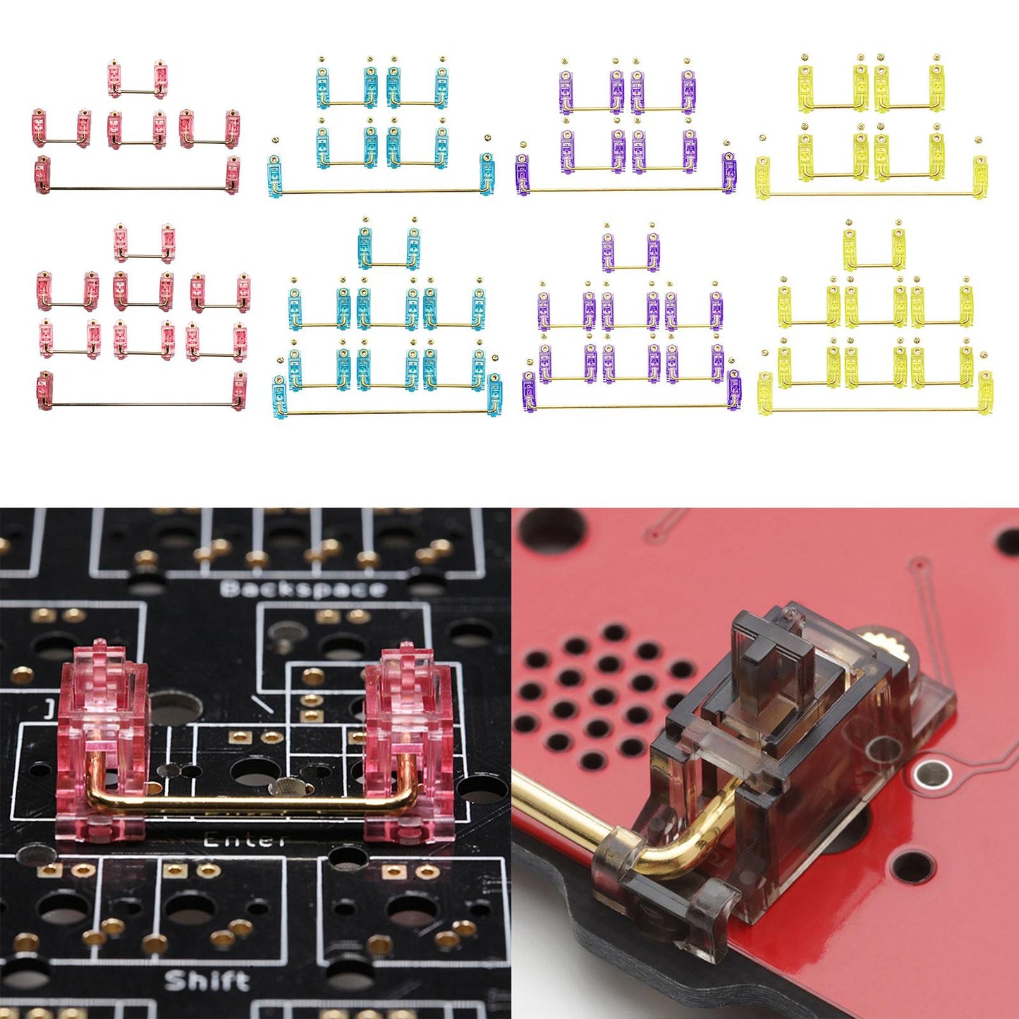 PCB Screw-in Stabilizers for MX Mechanical Keyboard pink 1 6.25u 4 2U