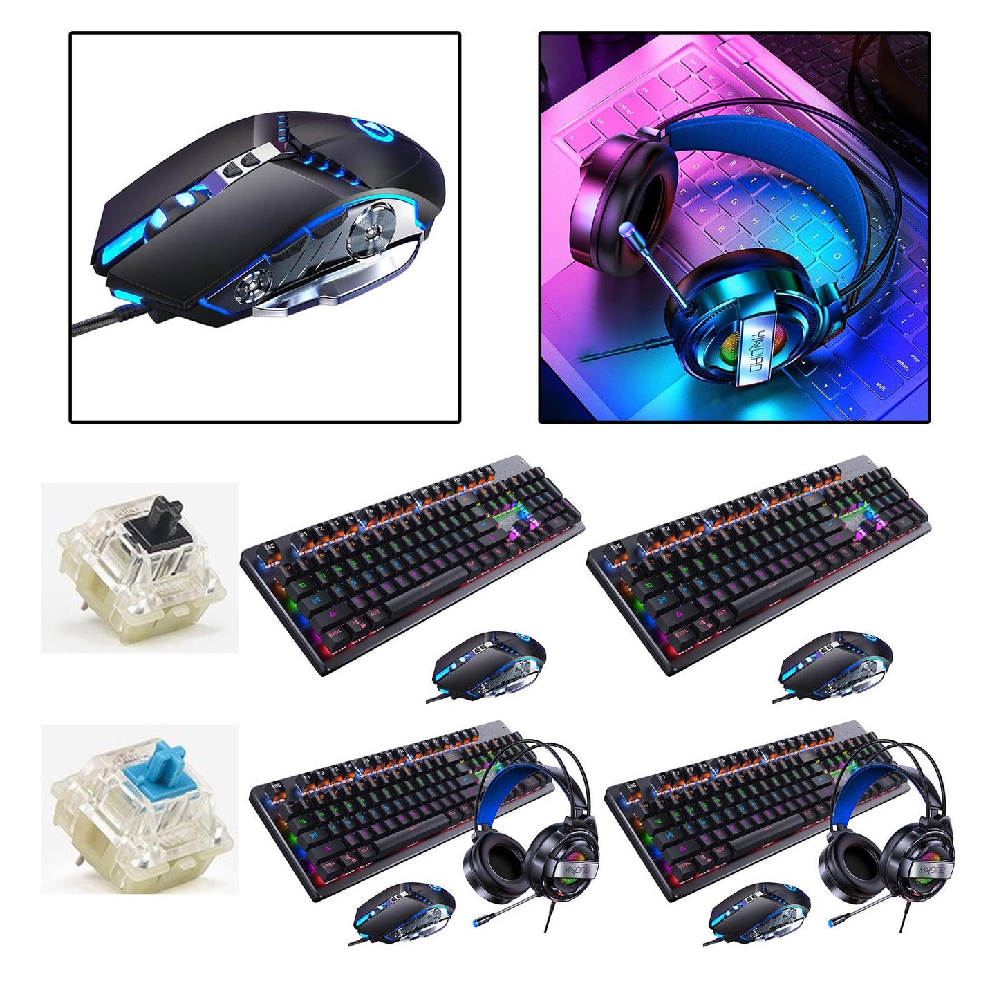 Wired Gaming Keyboard and Mouse Combo 104 Keys Set A Blue switch