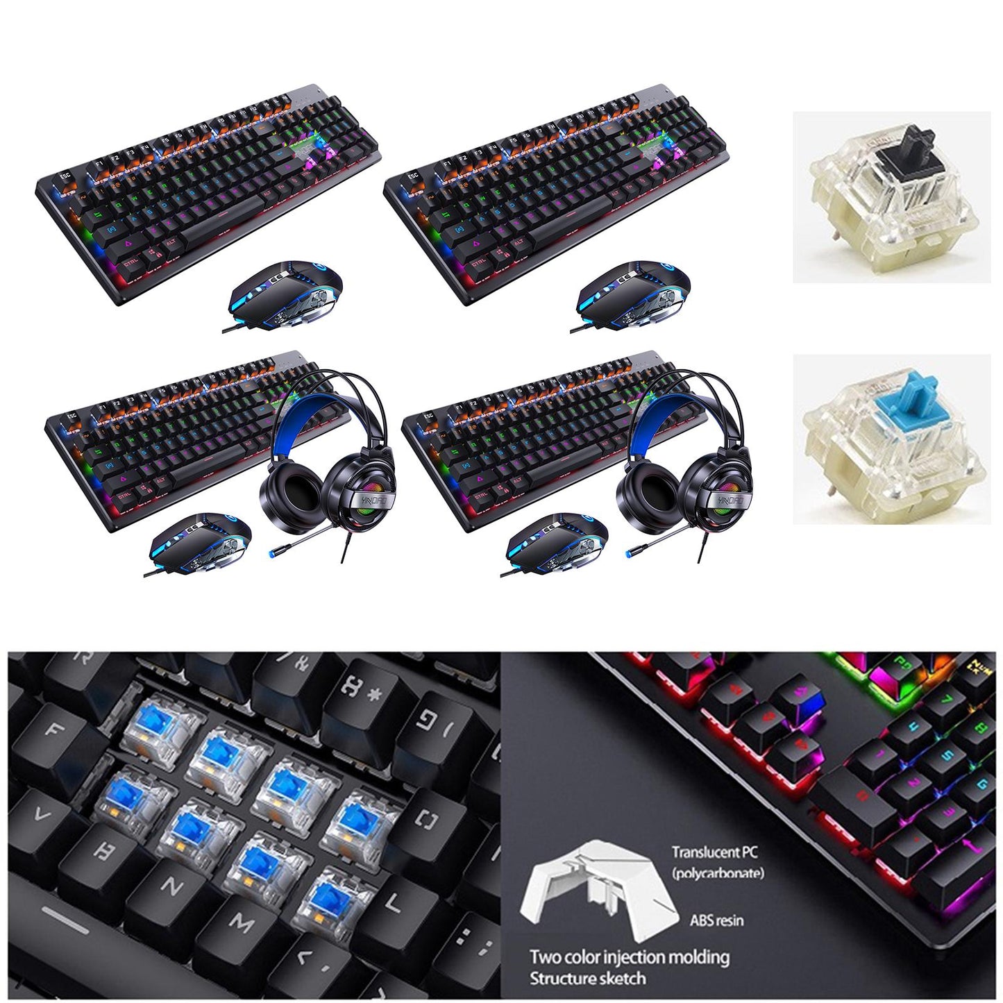 Wired Gaming Keyboard and Mouse Combo 104 Keys Set A Blue switch
