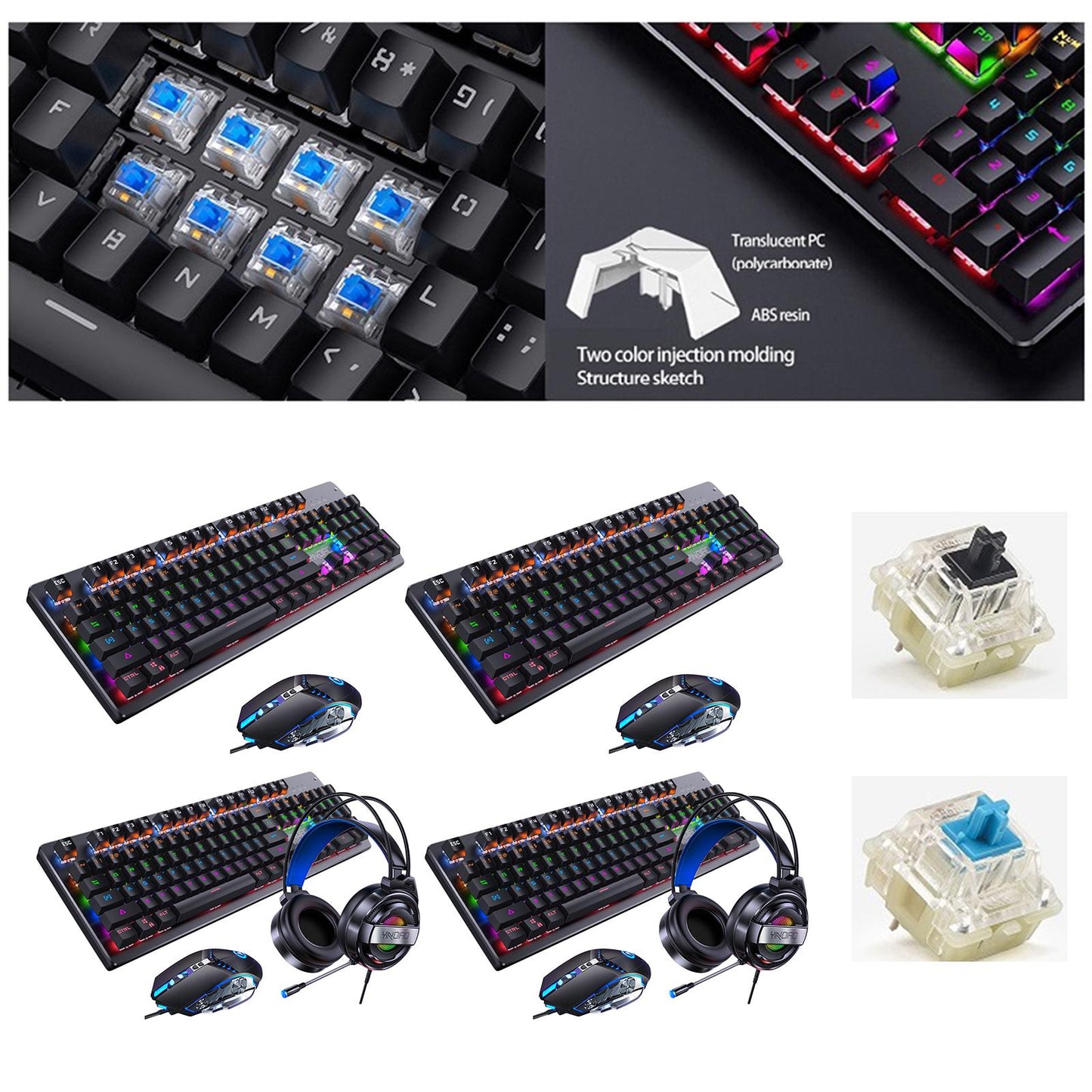Wired Gaming Keyboard and Mouse Combo 104 Keys Set A Blue switch