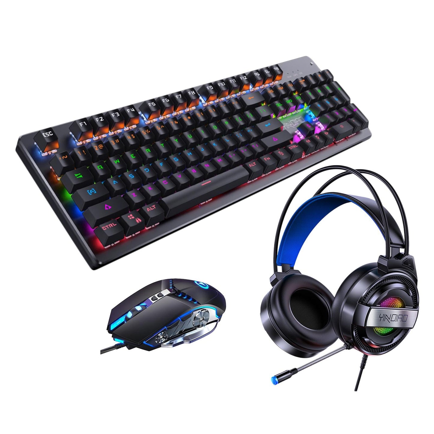 Wired Gaming Keyboard and Mouse Combo 104 Keys Set D Linear Action