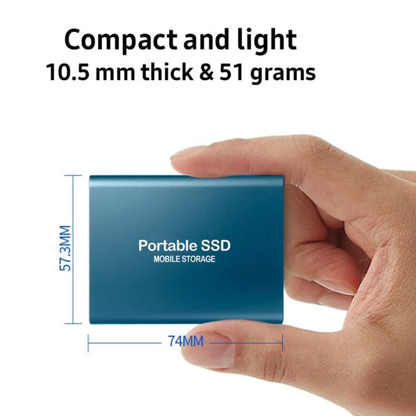 Metal 2.5 USB 3.1 Gen-1 SSD External Storage Up to 1050 MB/s blue 2TB"