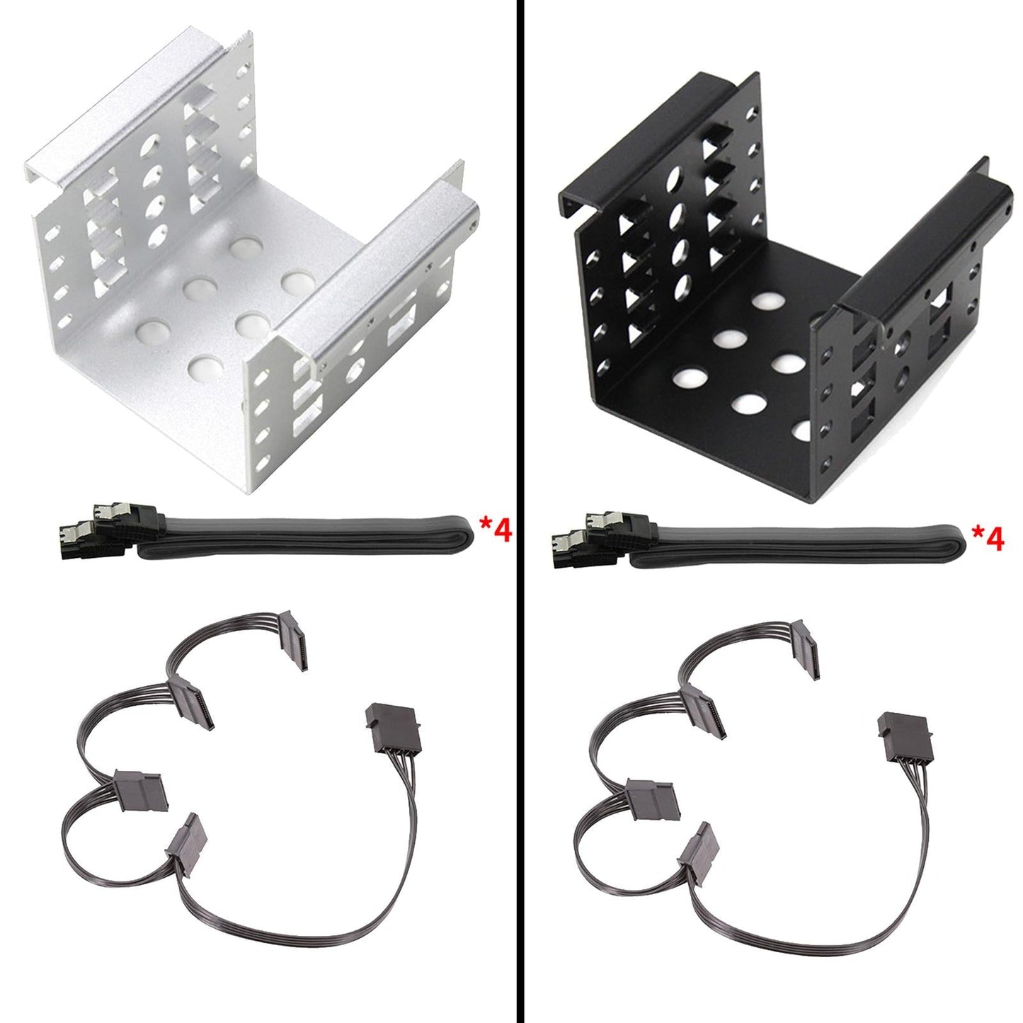 4-Bay 2.5 inch to 3.5 inch SSD HDD Hard Drive Caddy Black Bracket
