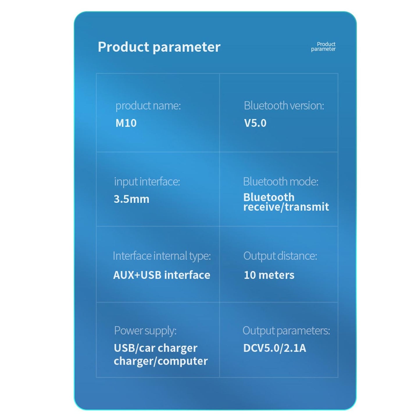 M10 USB Bluetooth 5.0 Transmitter and Receiver Built-in Mic For PC TV Car