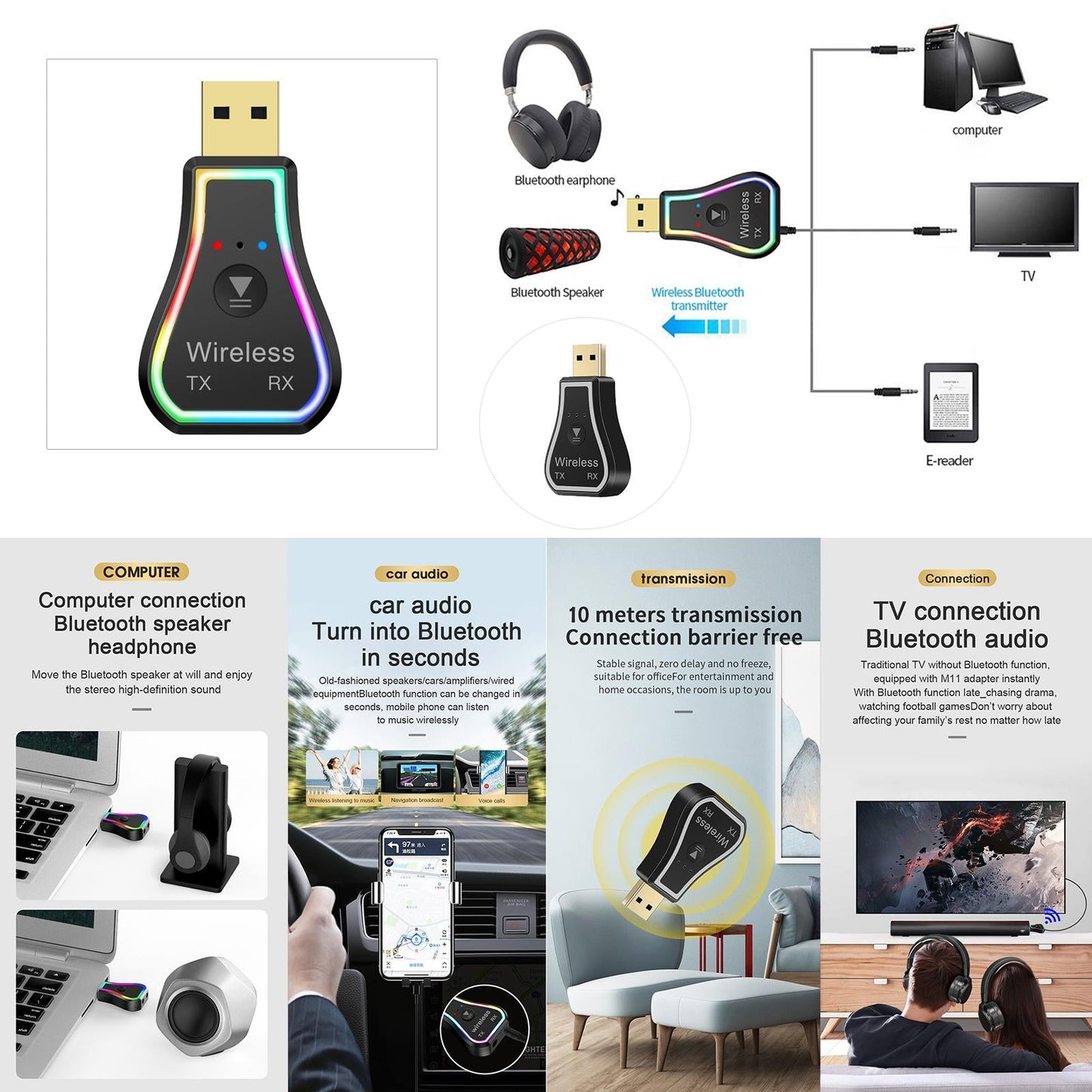 M11 USB Bluetooth 5.0 Transmitter and Receiver For TV Home Sound System