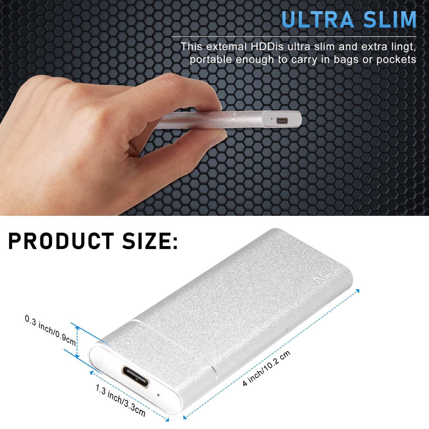 Portable USB 3.1 SSD 430MB/s Read Speed Solid State Drive White 2TB