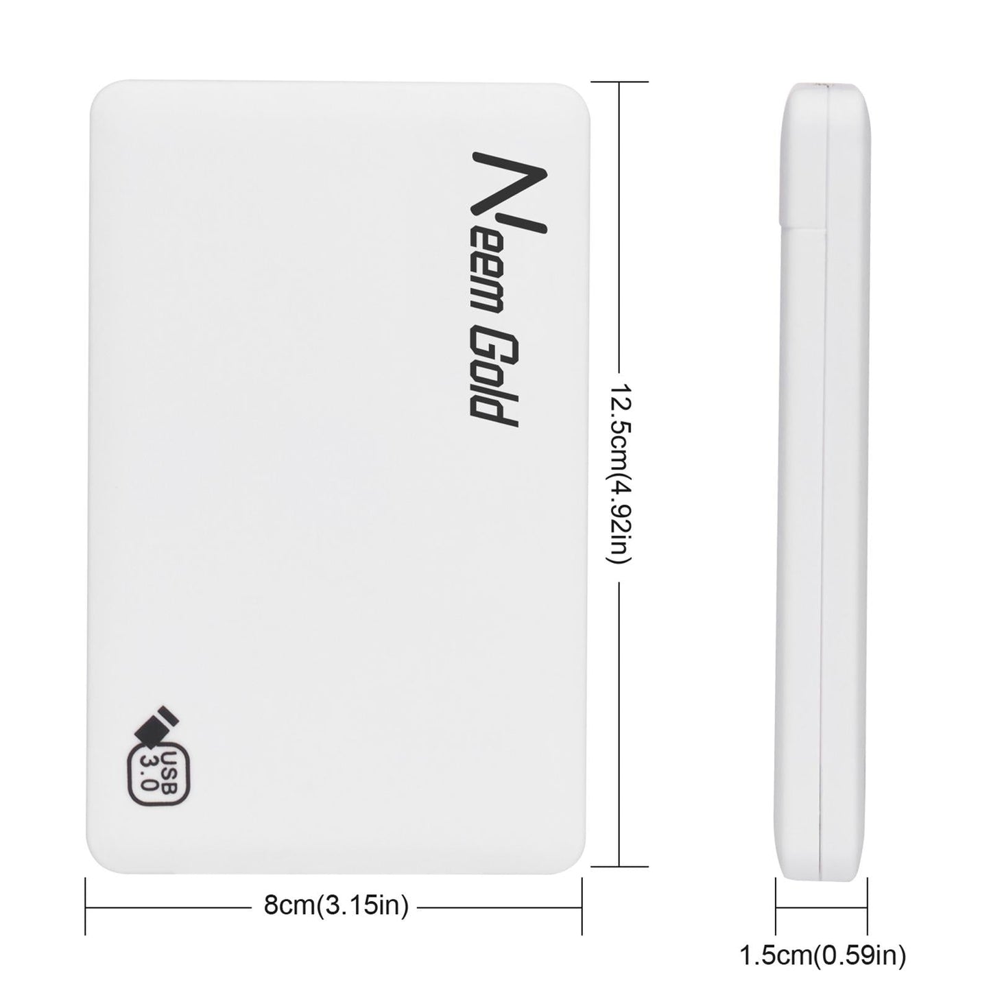 High Speed External Portable USB Hard Drive HDD for Laptops White 1TB