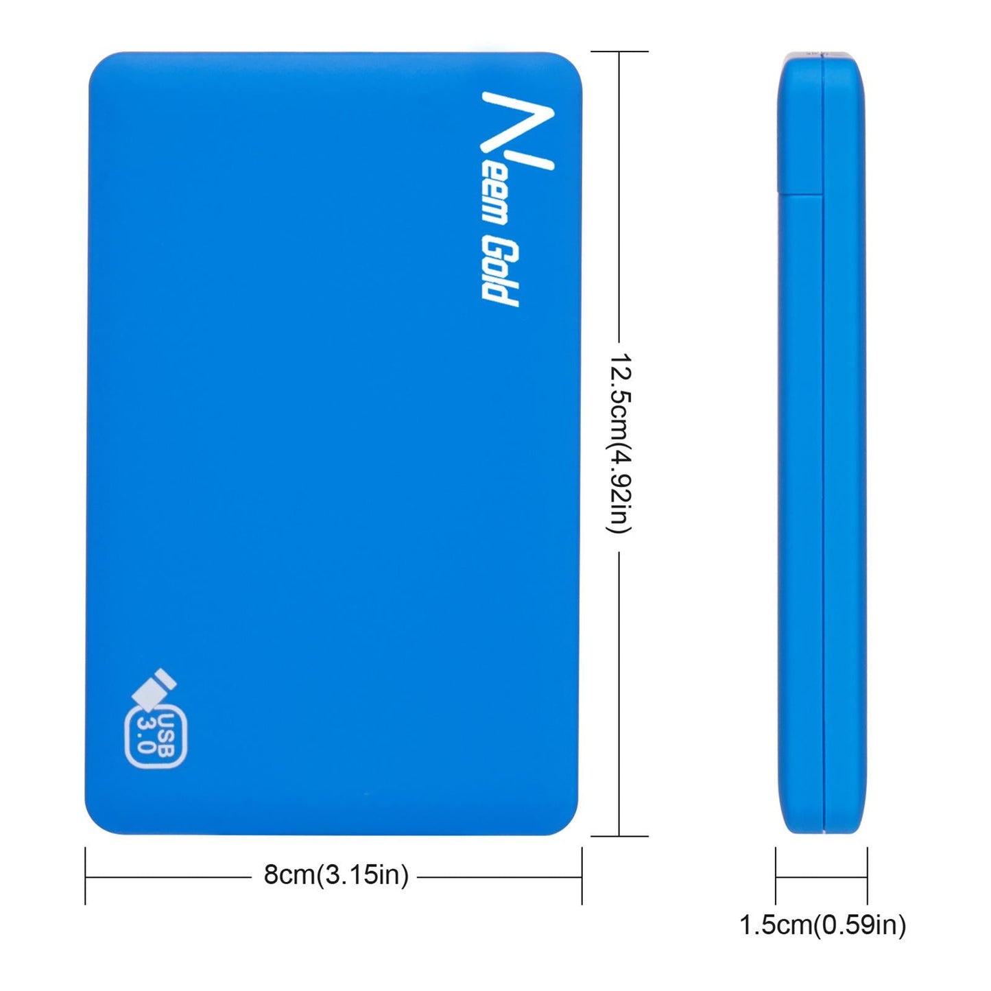 High Speed External Portable USB Hard Drive HDD for Laptops Blue 1TB