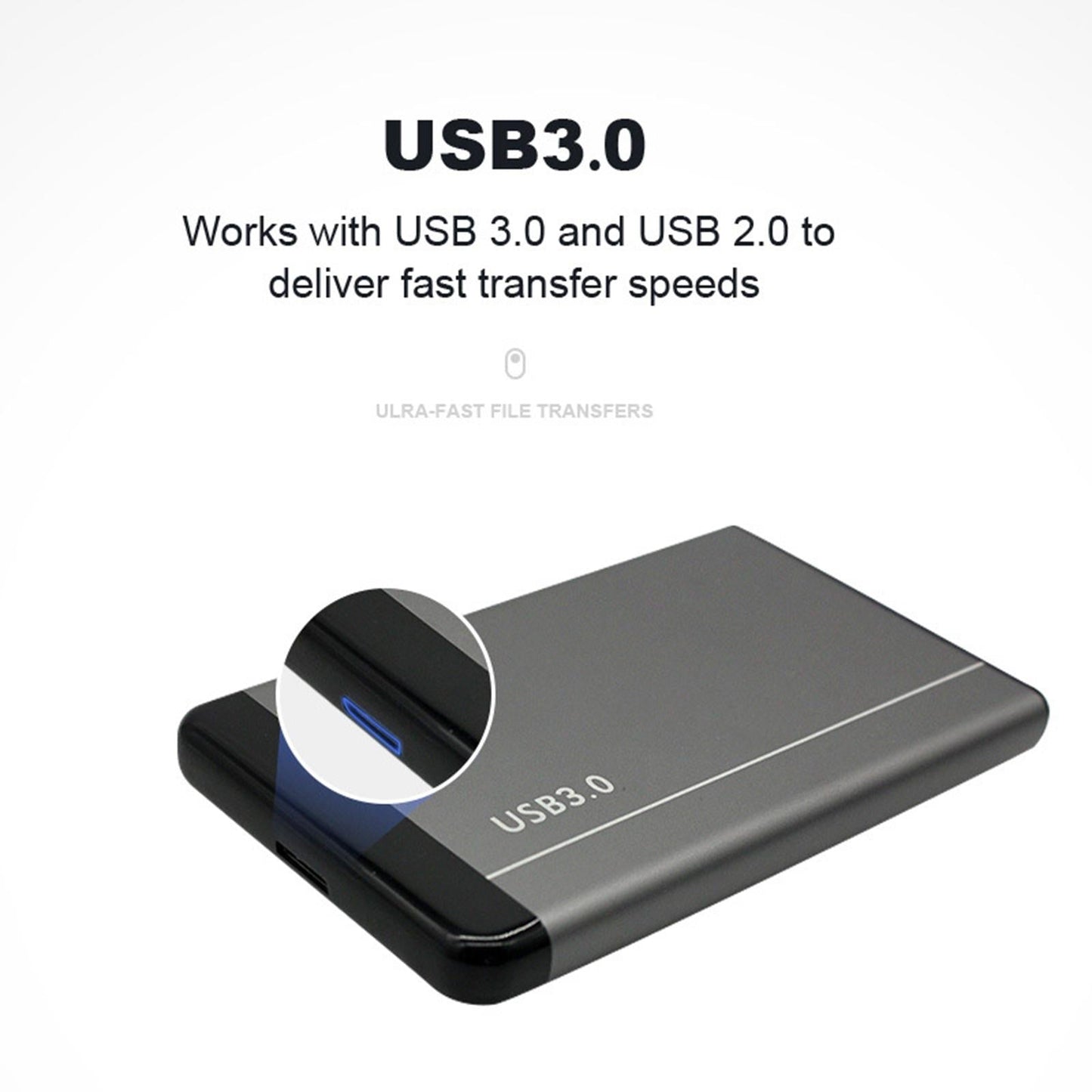 2.5in 5400 RPM External USB Hard Drive HDD Data Transfer for Computers 1TB