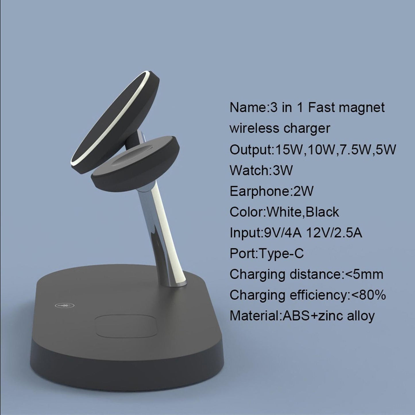 Magnetic Wireless Charger 15W Dock Fast Charging for Airpods 2/pro black