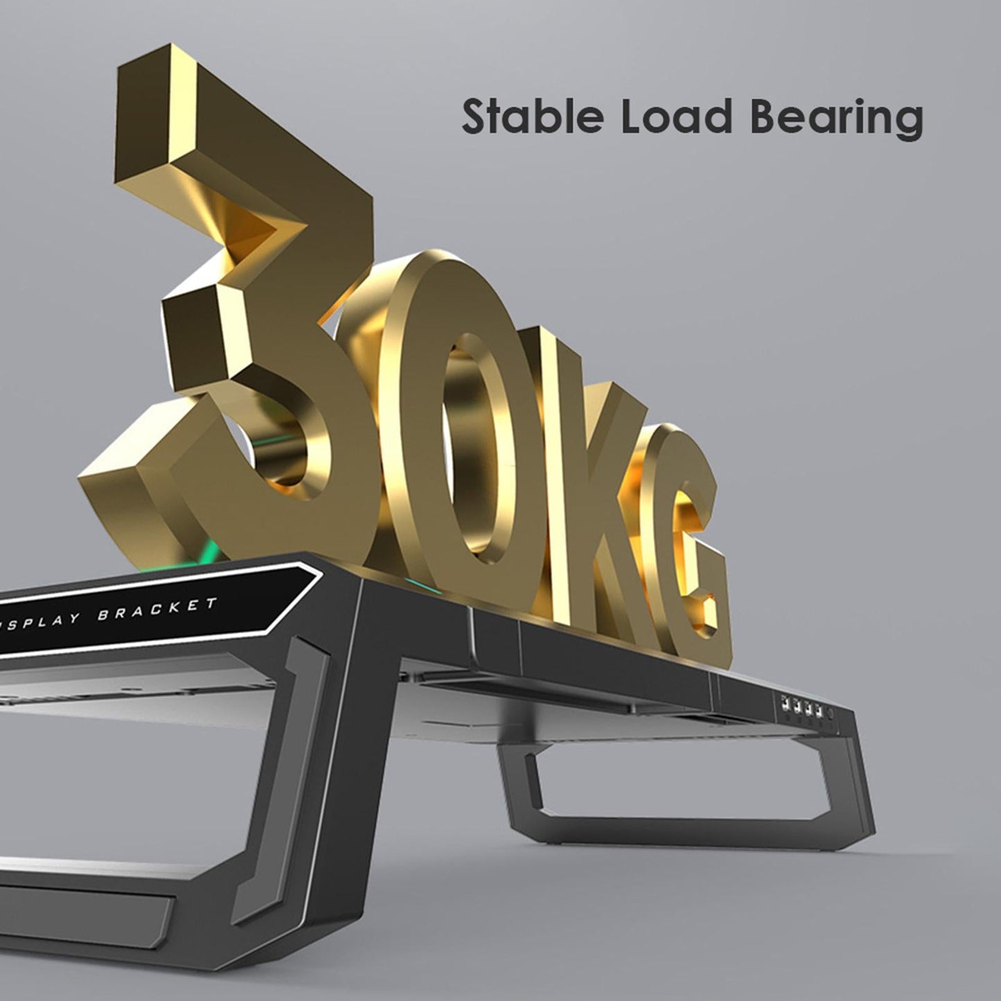 Aluminum Computer Monitor Stand Riser Bracket RGB 4 USB Desk Organizer Black