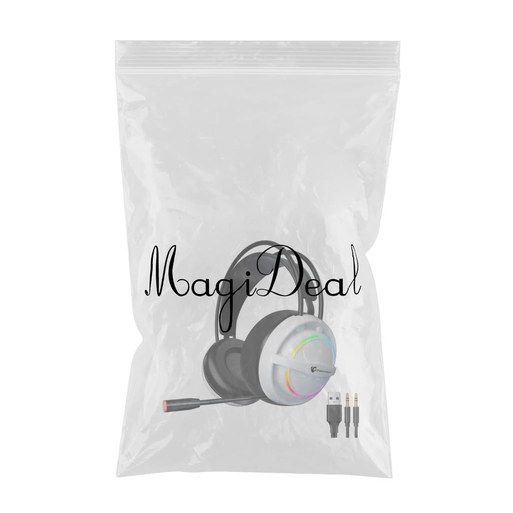 Wired USB Gaming Headset LED Light Lightweight for Gaming White 3.5mm