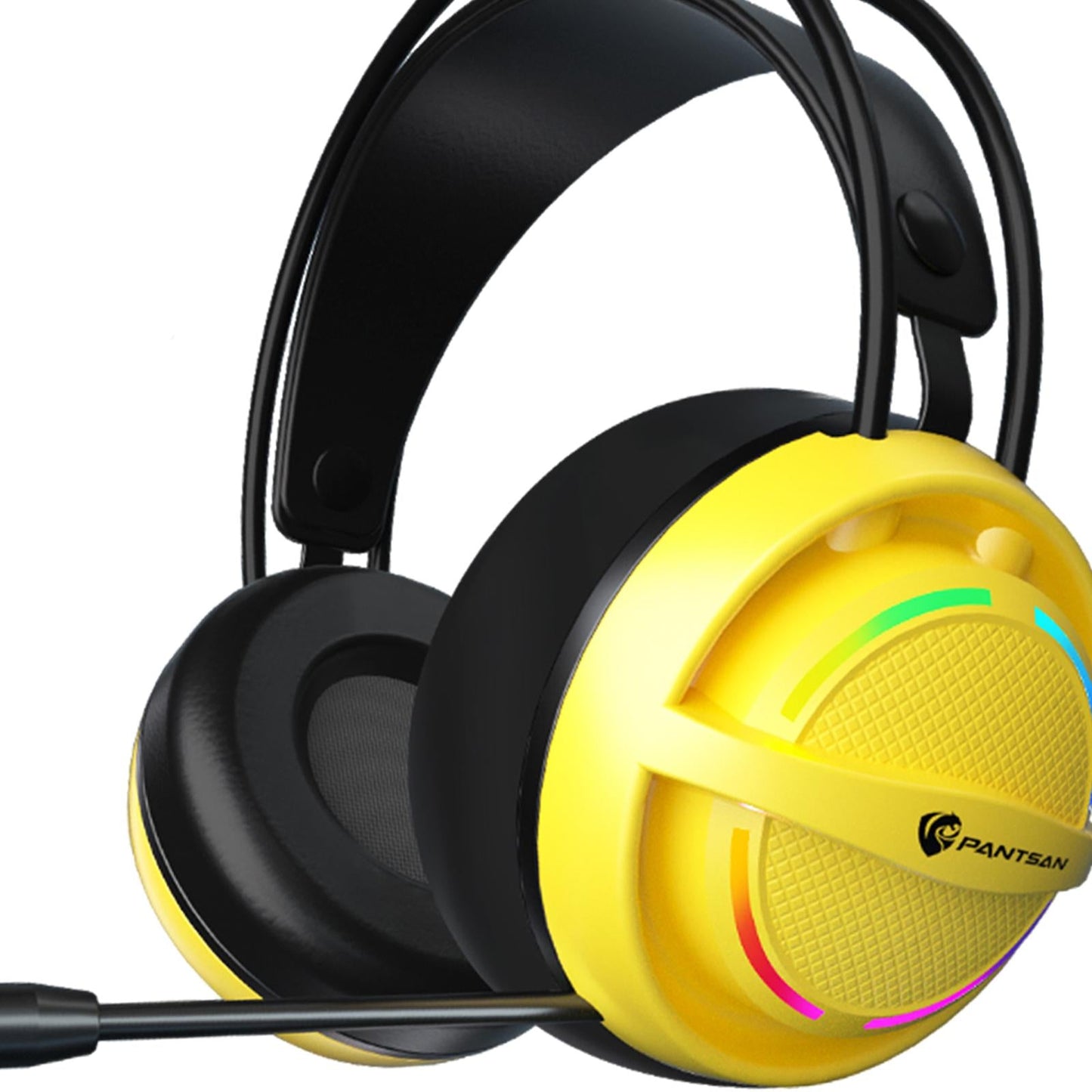 Wired USB Gaming Headset LED Light Lightweight for Gaming Yellow 3.5mm