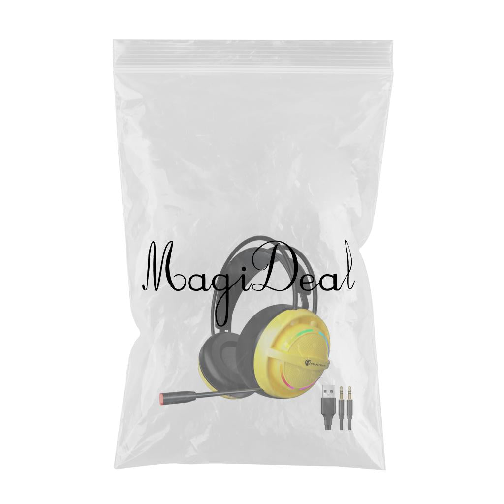 Wired USB Gaming Headset LED Light Lightweight for Gaming Yellow 3.5mm