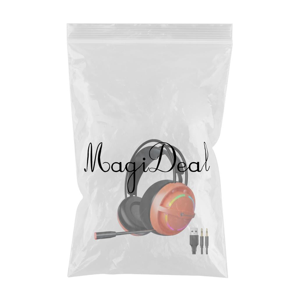 Wired USB Gaming Headset LED Light Lightweight for Gaming Orange 3.5mm