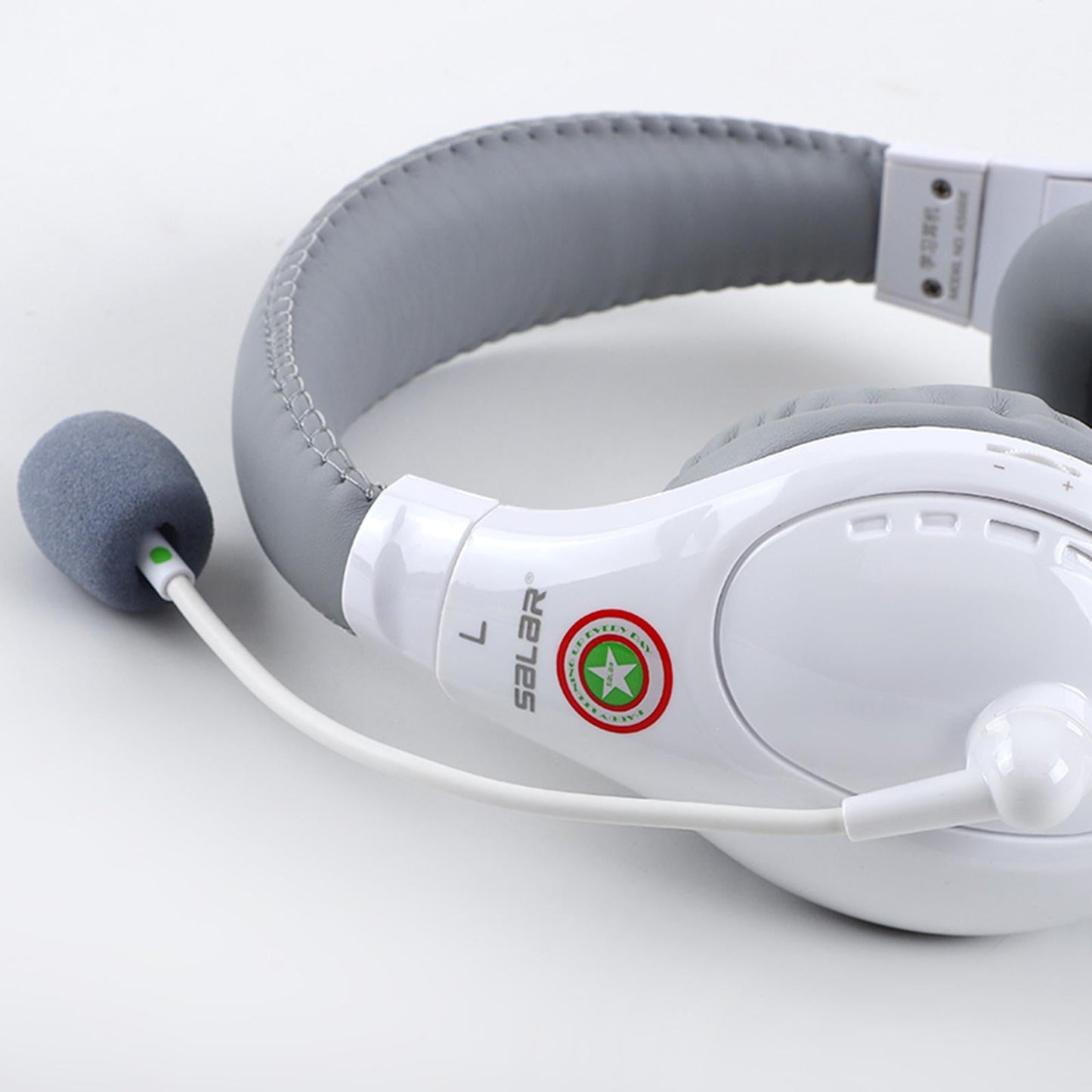 Student Headphones with Micophone Adjustable Comfortable Headset for School A566H White USB