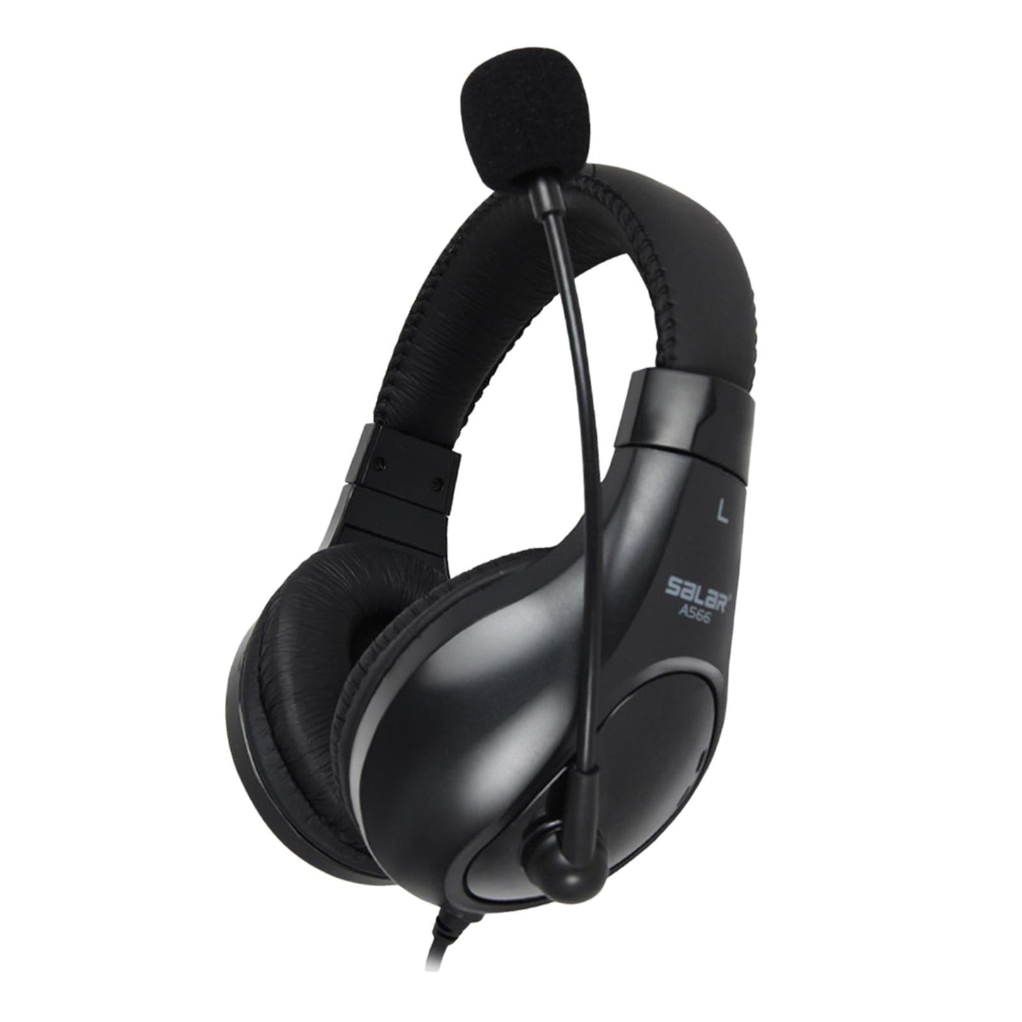 On-Ear Headphones with Mic with 2.0m Cord for Tablet Recording MP3 Black