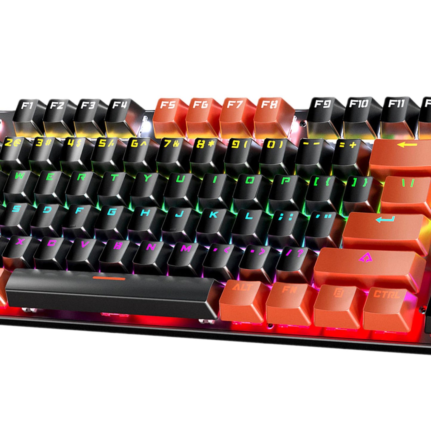 Gaming Mini Compact 87 Keys Wired Mechanical Keyboard LED USB for Gamer Black Orange 1