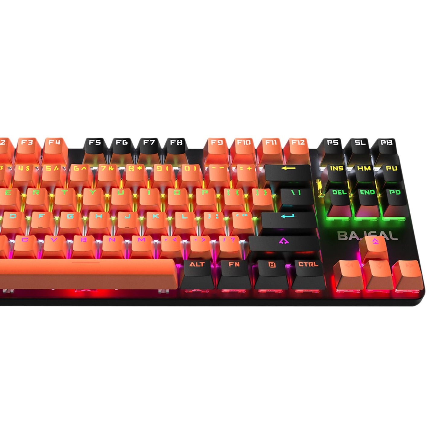 Gaming Mini Compact 87 Keys Wired Mechanical Keyboard LED USB for Gamer Black Orange 2