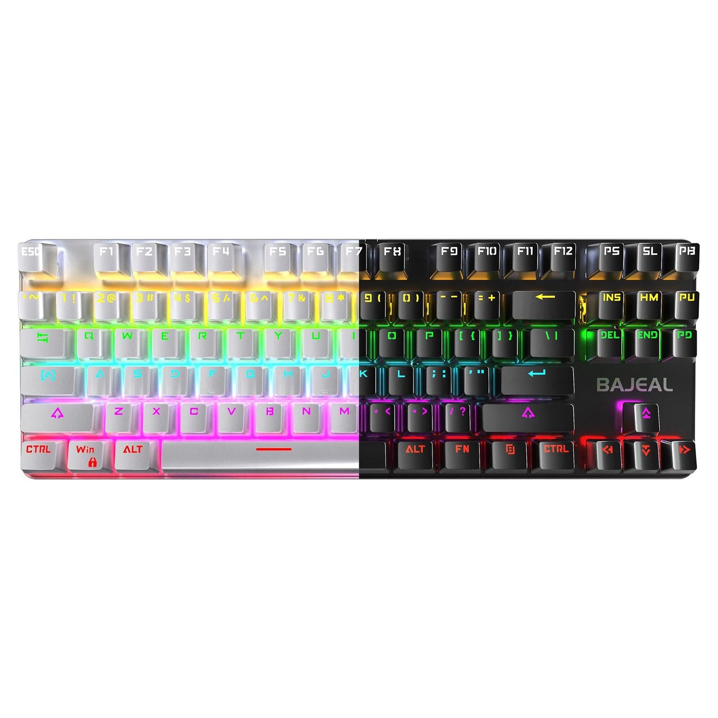 Gaming Mini Compact 87 Keys Wired Mechanical Keyboard LED USB for Gamer Black Orange 2