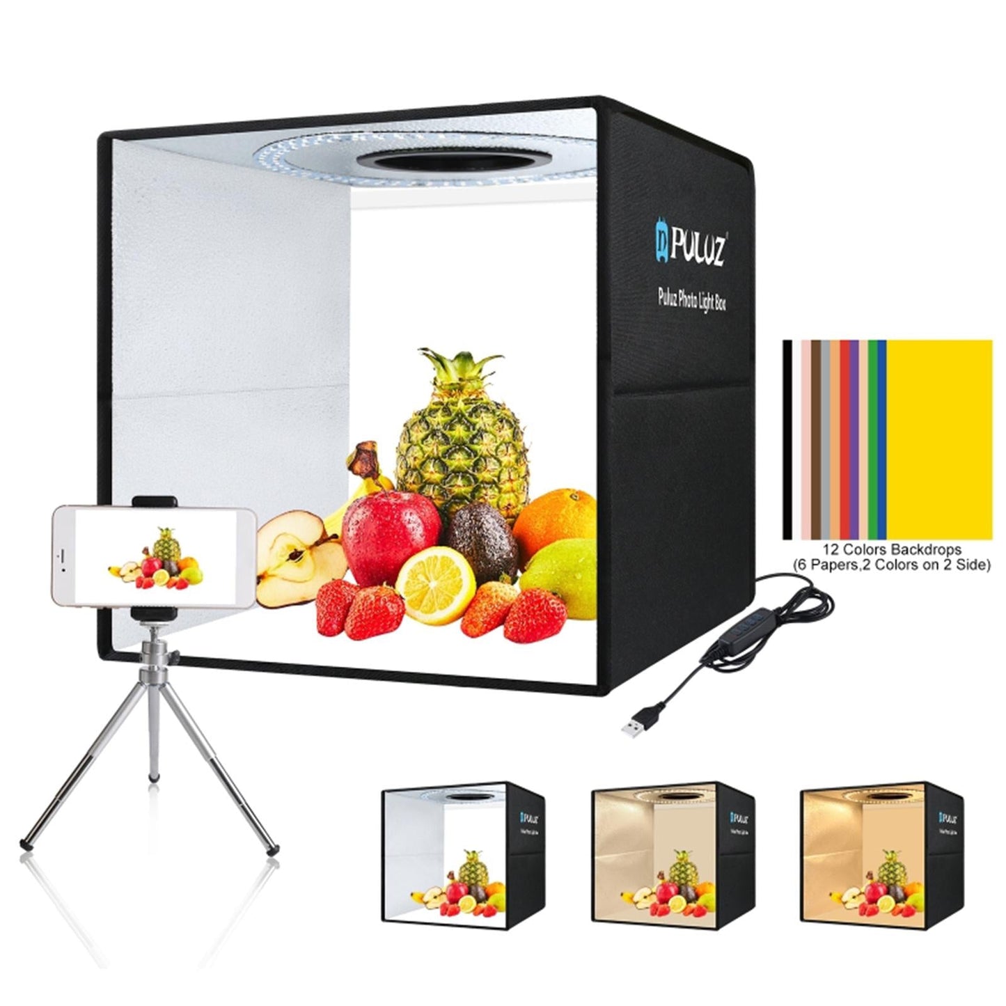 6 Backgrounds Mini LED Light Box Photography Photo Studio Backdrop Lighting