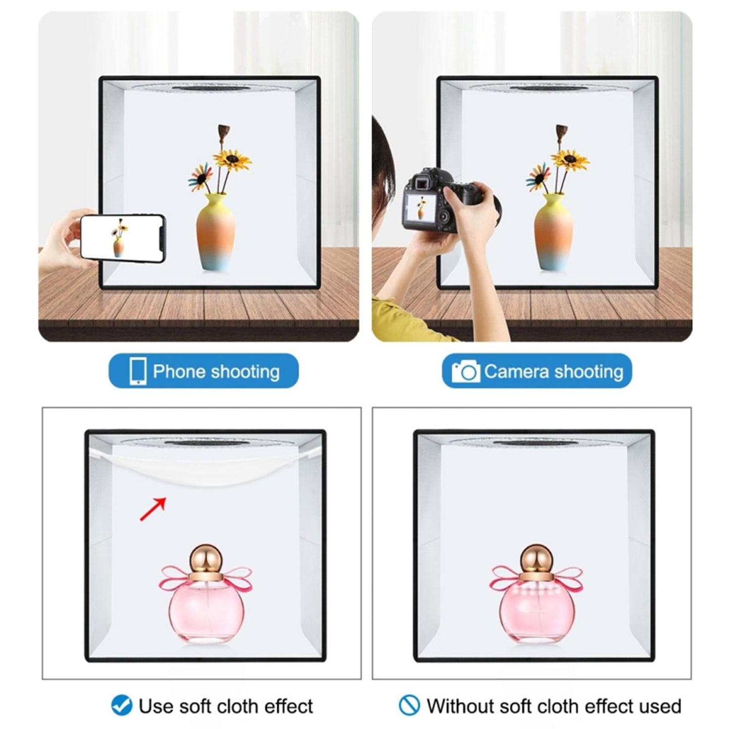 6 Backgrounds Mini LED Light Box Photography Photo Studio Backdrop Lighting