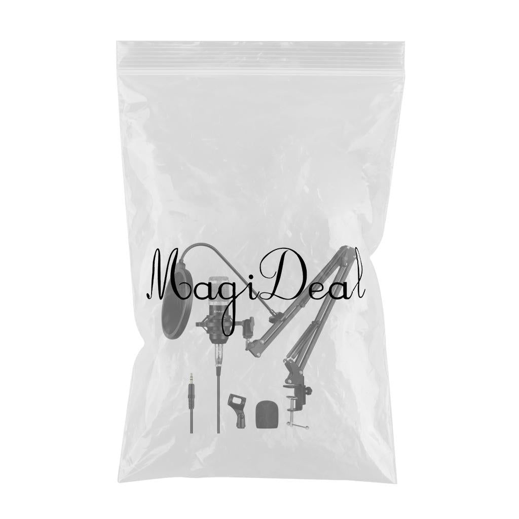 Condenser Microphone Kit Studio Suspension Boom Scissor Arm Stands Silver