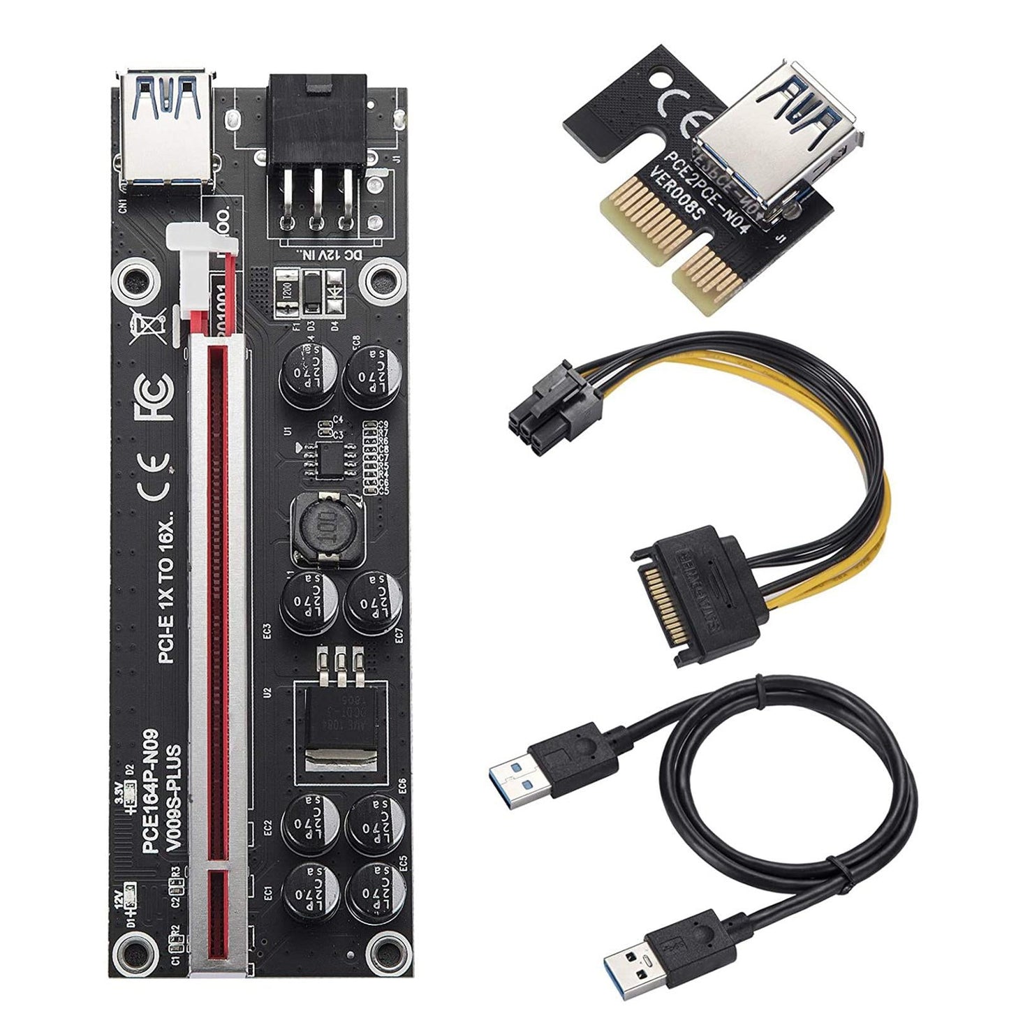 PCI-E Riser Card PCIe 1X to 16X USB3.0 Cable for GPU Mining Three interfaces