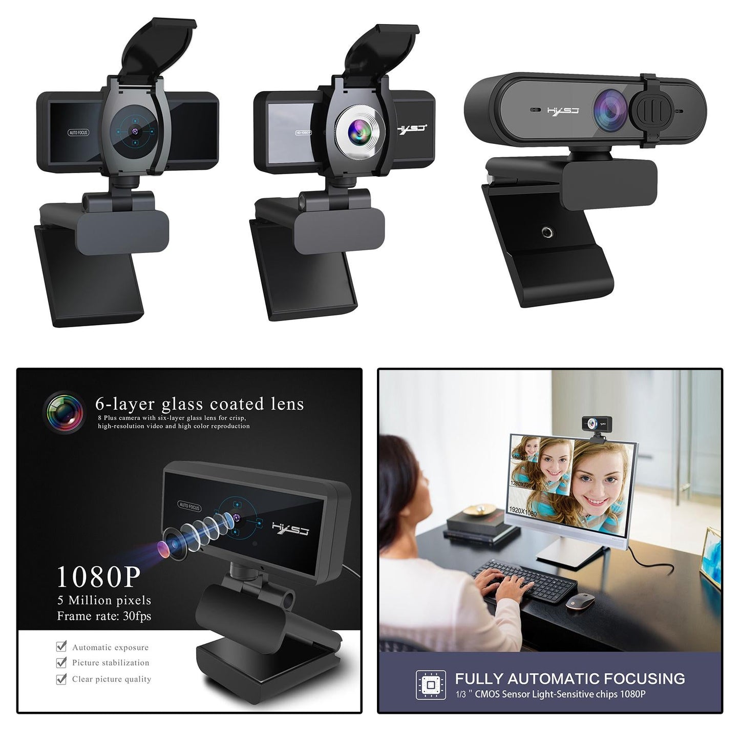 USB Webcam with Microphone for Computer PC Laptop Desktop 5 Million Pixels