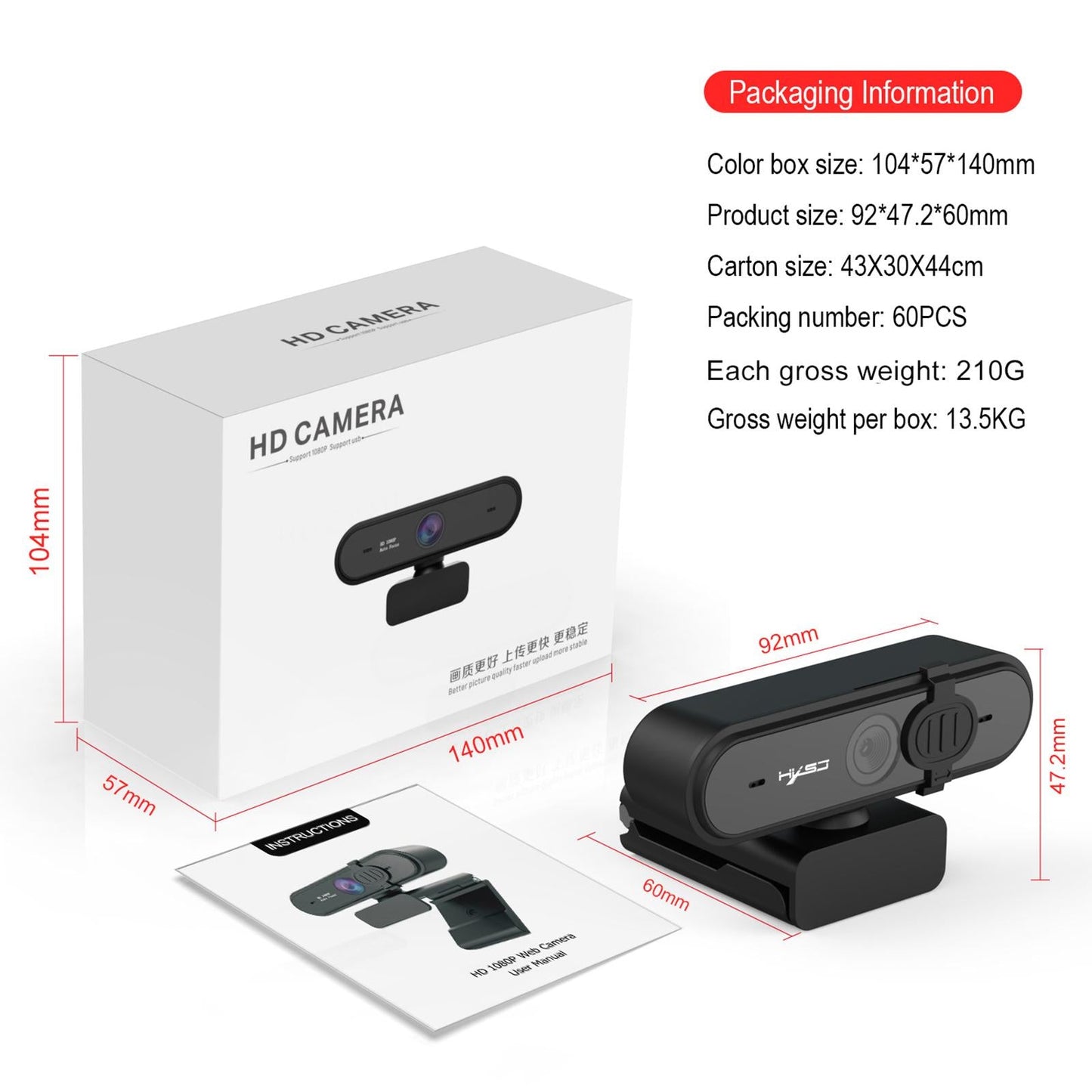 USB Webcam with Microphone for Computer PC Laptop Desktop 1080P Auto Focus