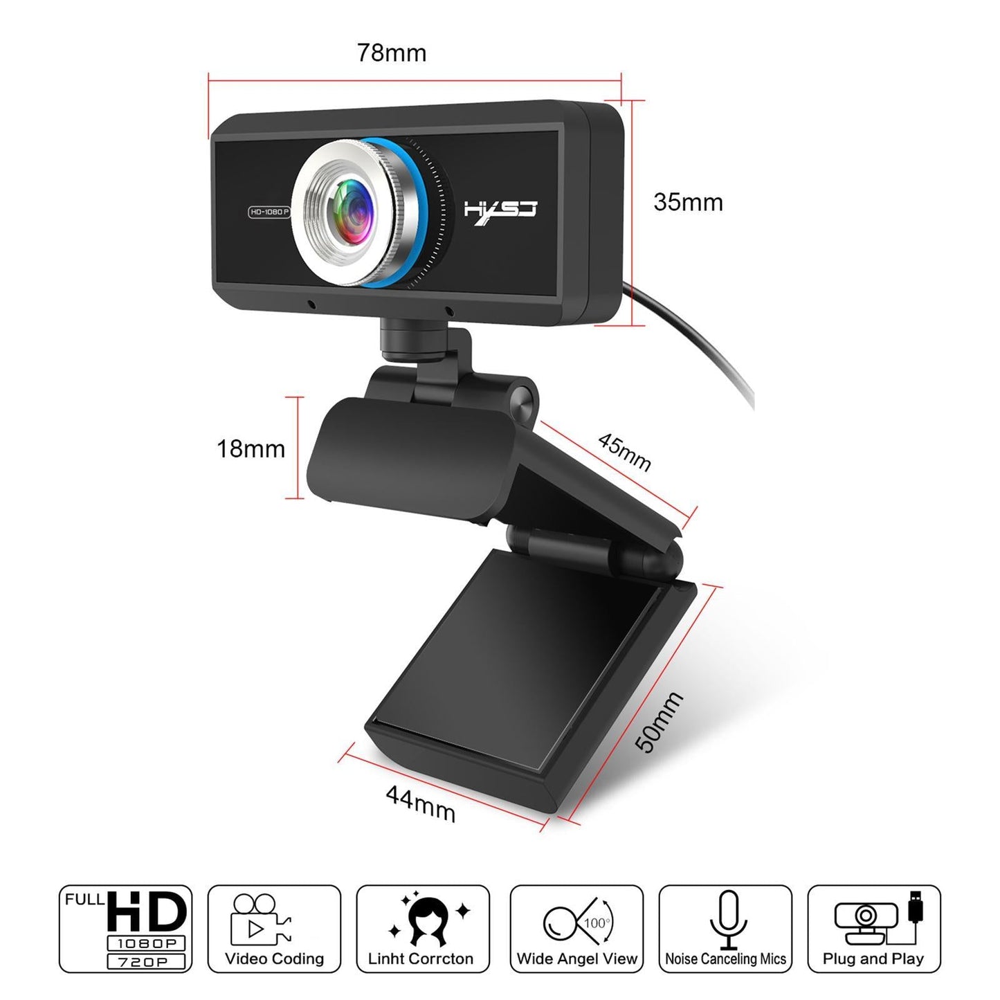 USB Webcam with Microphone for Computer PC Laptop Desktop 1080P Manual Focus