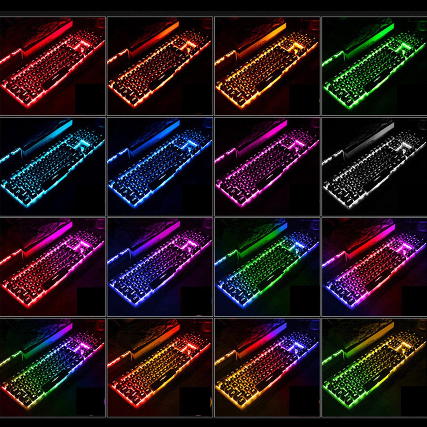 USB Wired Gaming Keyboard Universal 104 Keys Black Mix Light