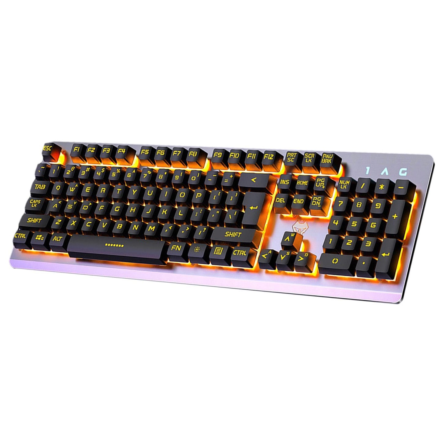 USB Wired Gaming Keyboard Universal 104 Keys Black Yellow Light
