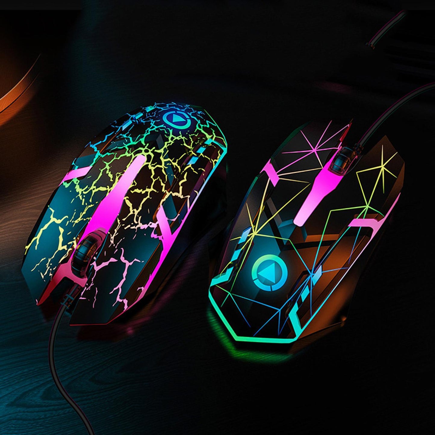 Wired Gaming Mouse Optical Sensor 7 Colors Lights for Laptop Star Pattern