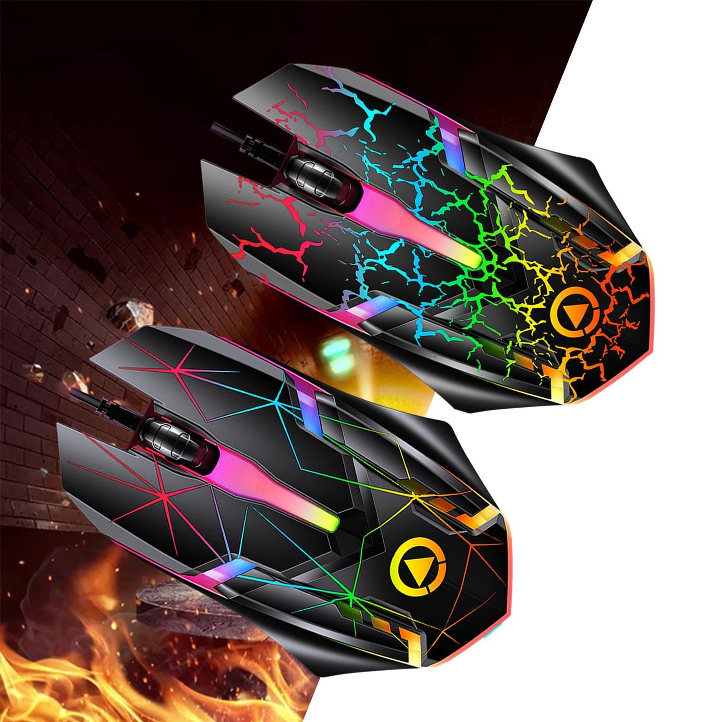 Wired Gaming Mouse Optical Sensor 7 Colors Lights for Laptop Star Pattern