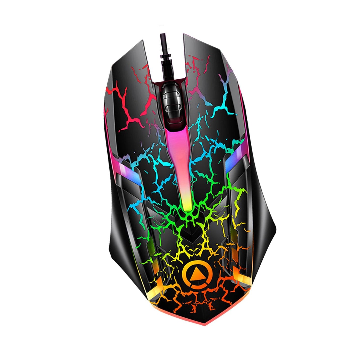 Wired Gaming Mouse Optical Sensor 7 Colors Lights for Laptop Crack Pattern