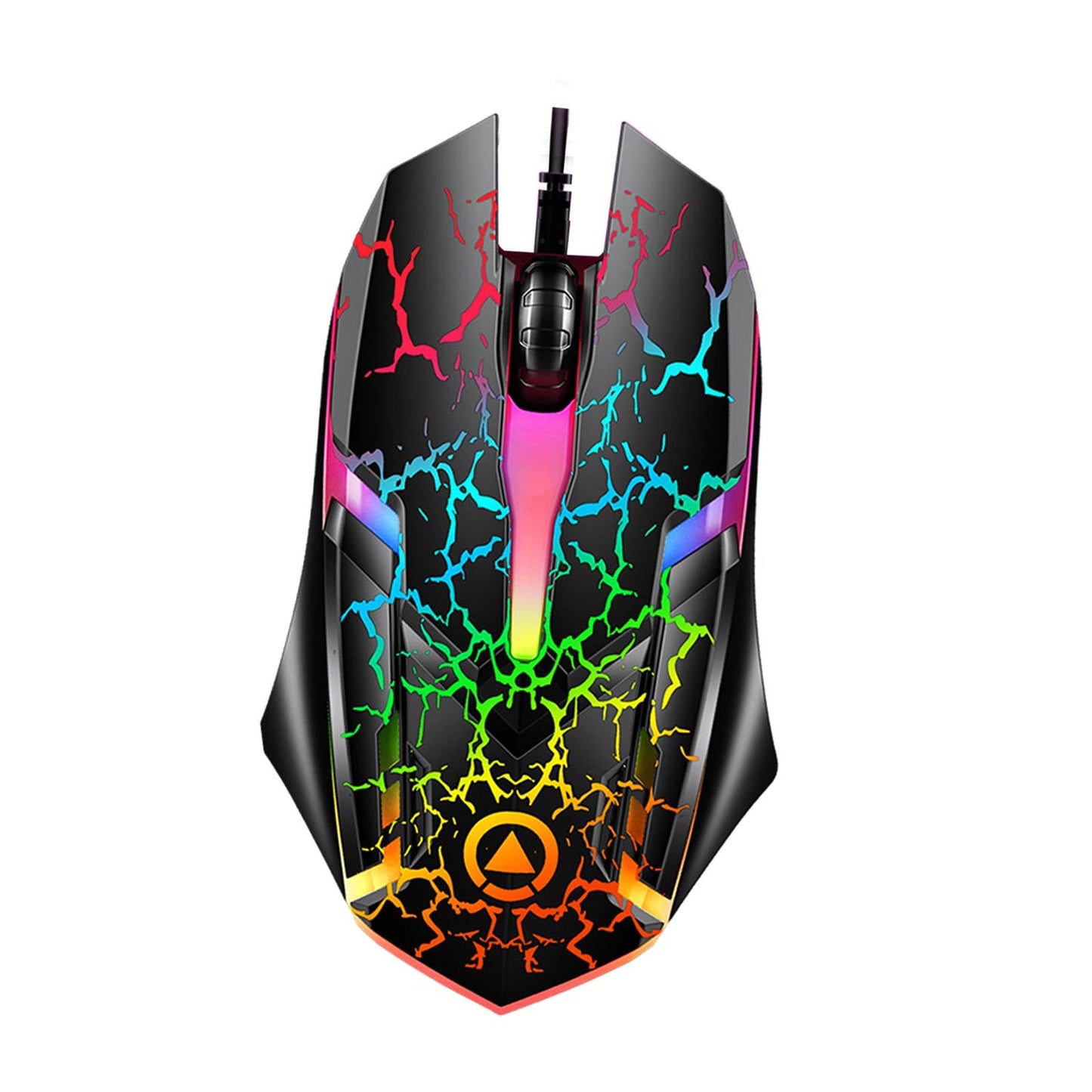 Wired Gaming Mouse Optical Sensor 7 Colors Lights for Laptop Crack Pattern