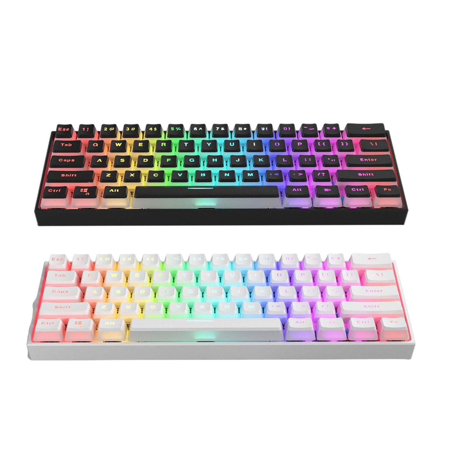 60% GK61 Mechanical Gaming Keyboard 61 Keys LED Backlit Wired for PC black