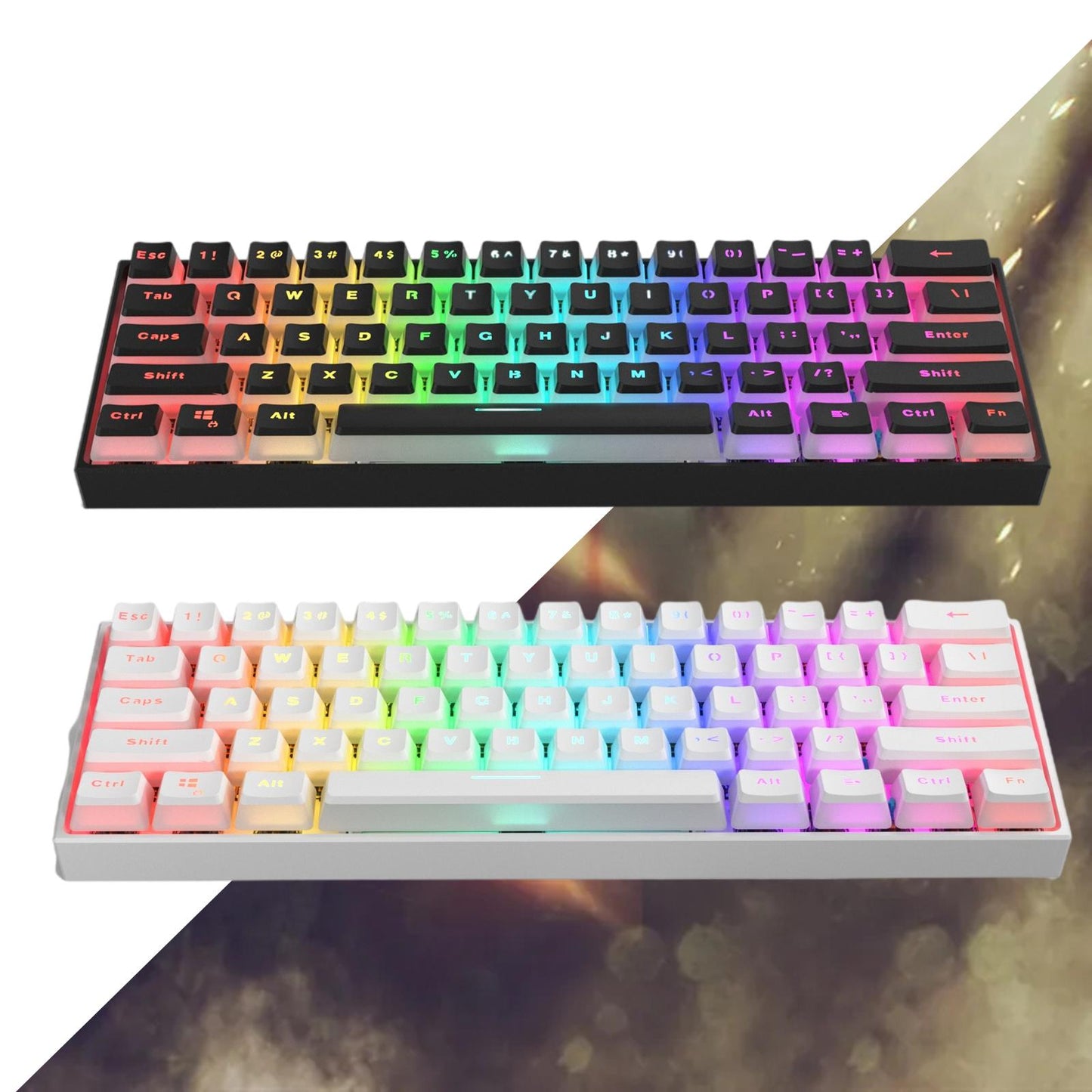 60% GK61 Mechanical Gaming Keyboard 61 Keys LED Backlit Wired for PC black