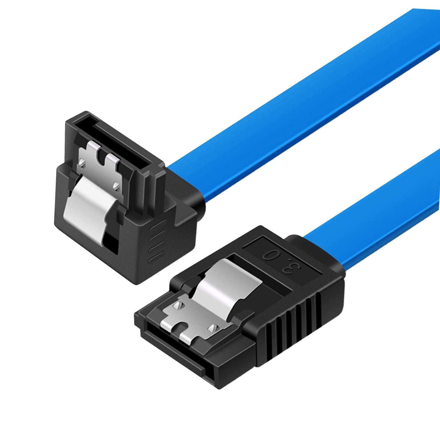 SATA Cable III 3.0 Flat Data Cable 100cm for HDD SDD Blue Elbow