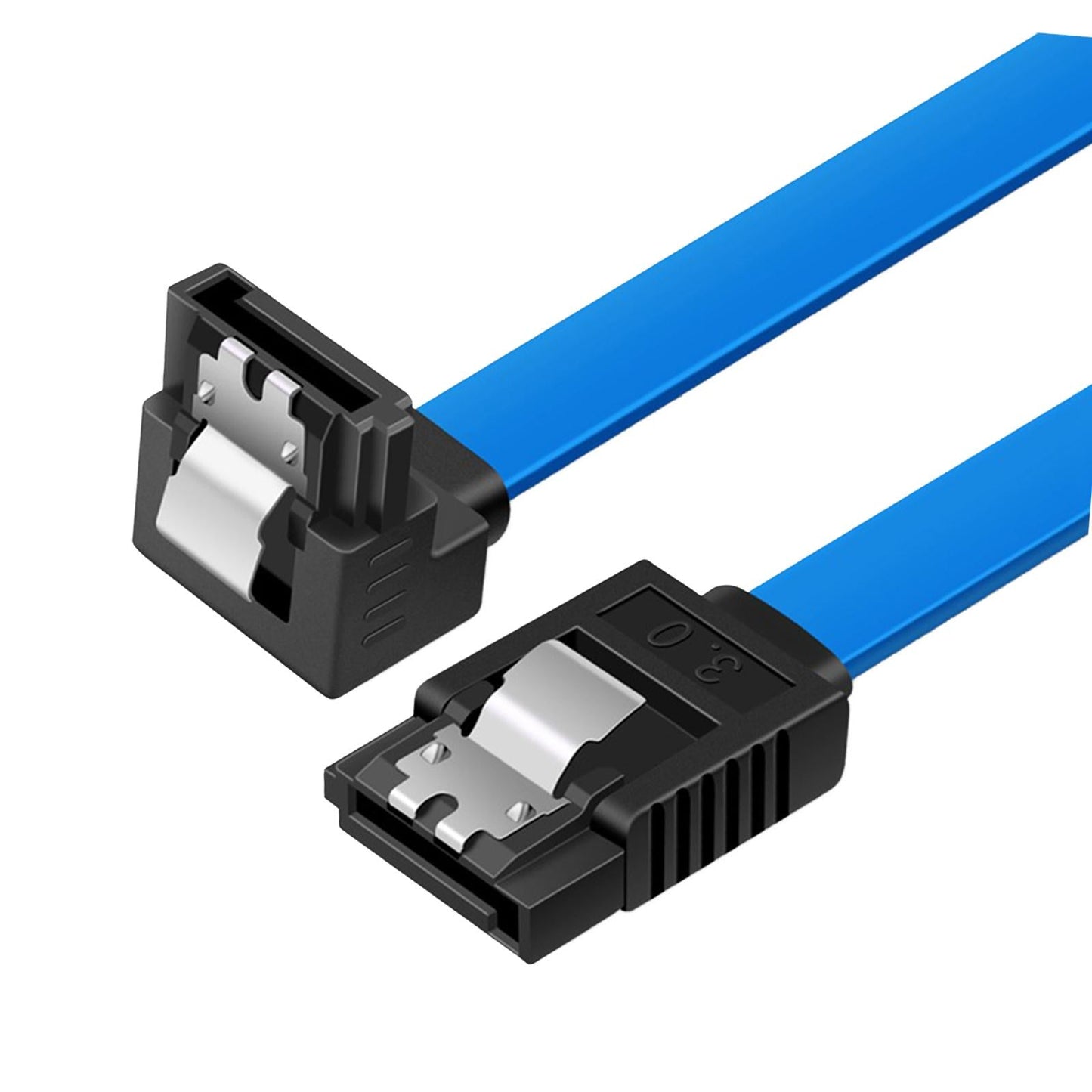 SATA Cable III 3.0 Flat Data Cable 100cm for HDD SDD Blue Elbow